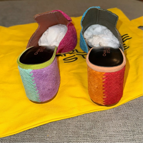 Charlotte Stone Mae Colorful Rainbow Woven Leather Mules Nassau Size 9 - Picture 7 of 15